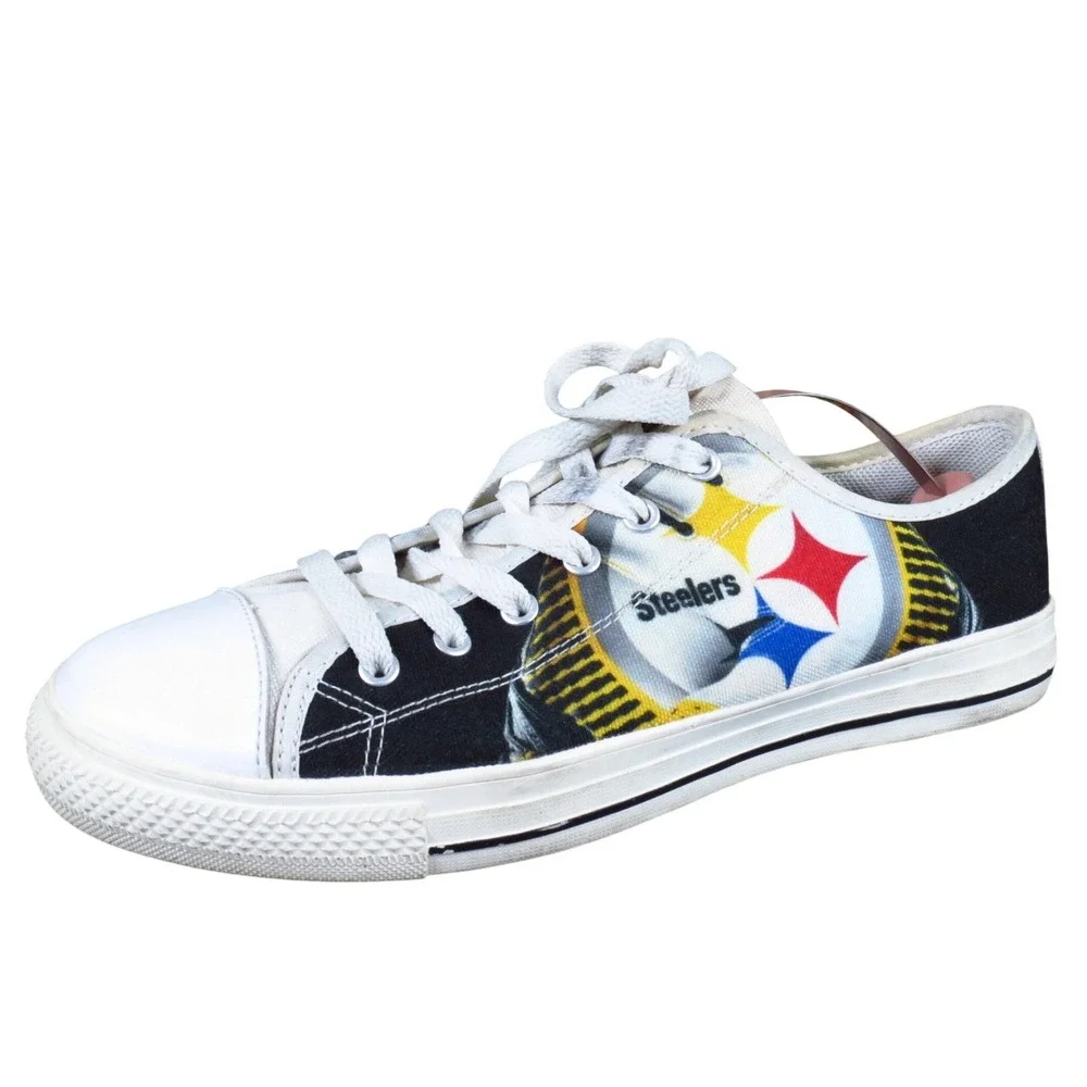 Pittsburgh Steelers Women Casual‎ Canvas Sneaker Size 9 Game Day Black White